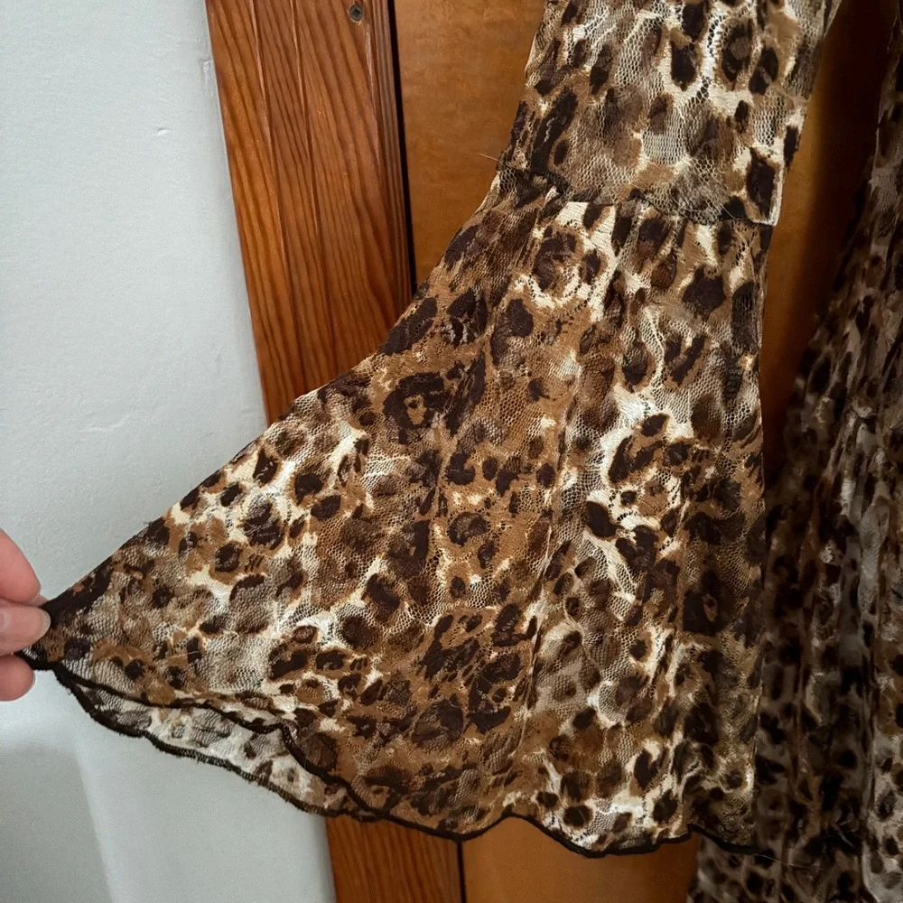 Brown Shear Leopard Print Dress/Top - Picture 8 of 9